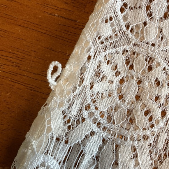 In Bloom by Jonquil Womens Size M/L White Lace Open Front Kimono Cover Up Robe - Picture 10 of 13